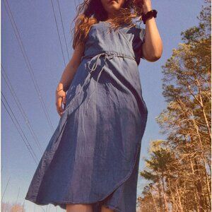 Jean wrap dress; 70s; western dress